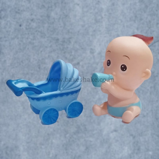 Baby Carriage Cake Topper Blue